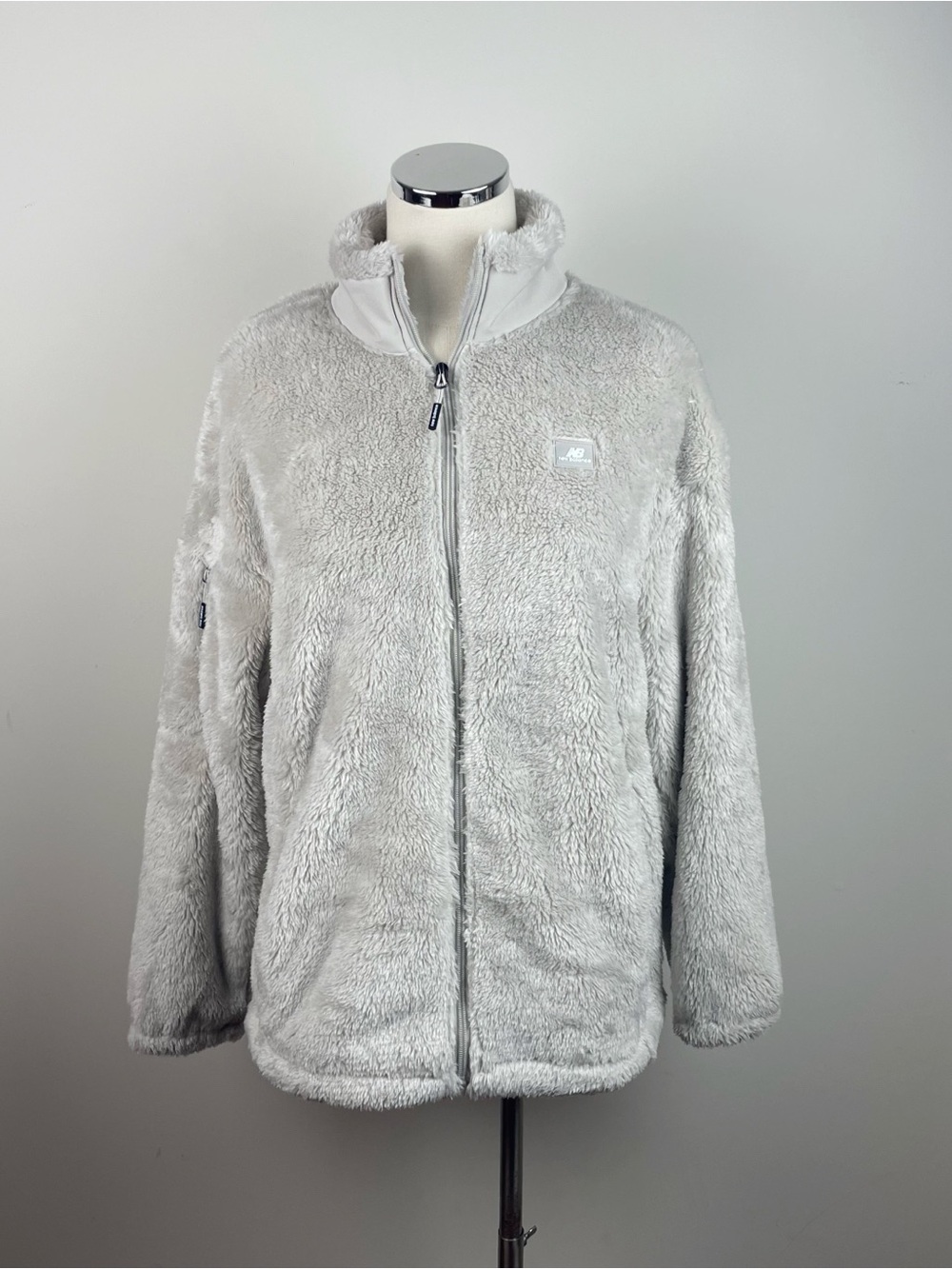 New Balance Gray Soft Fuzzy Full Zip Jacket Women Large